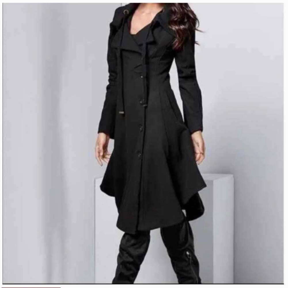Venus Black Coat with Hood